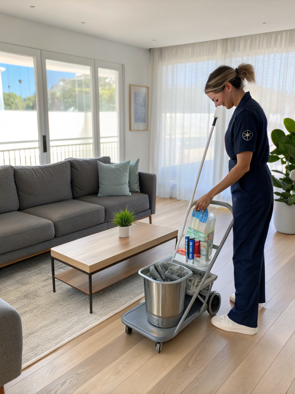 Final inspection of a polished and clean luxury room