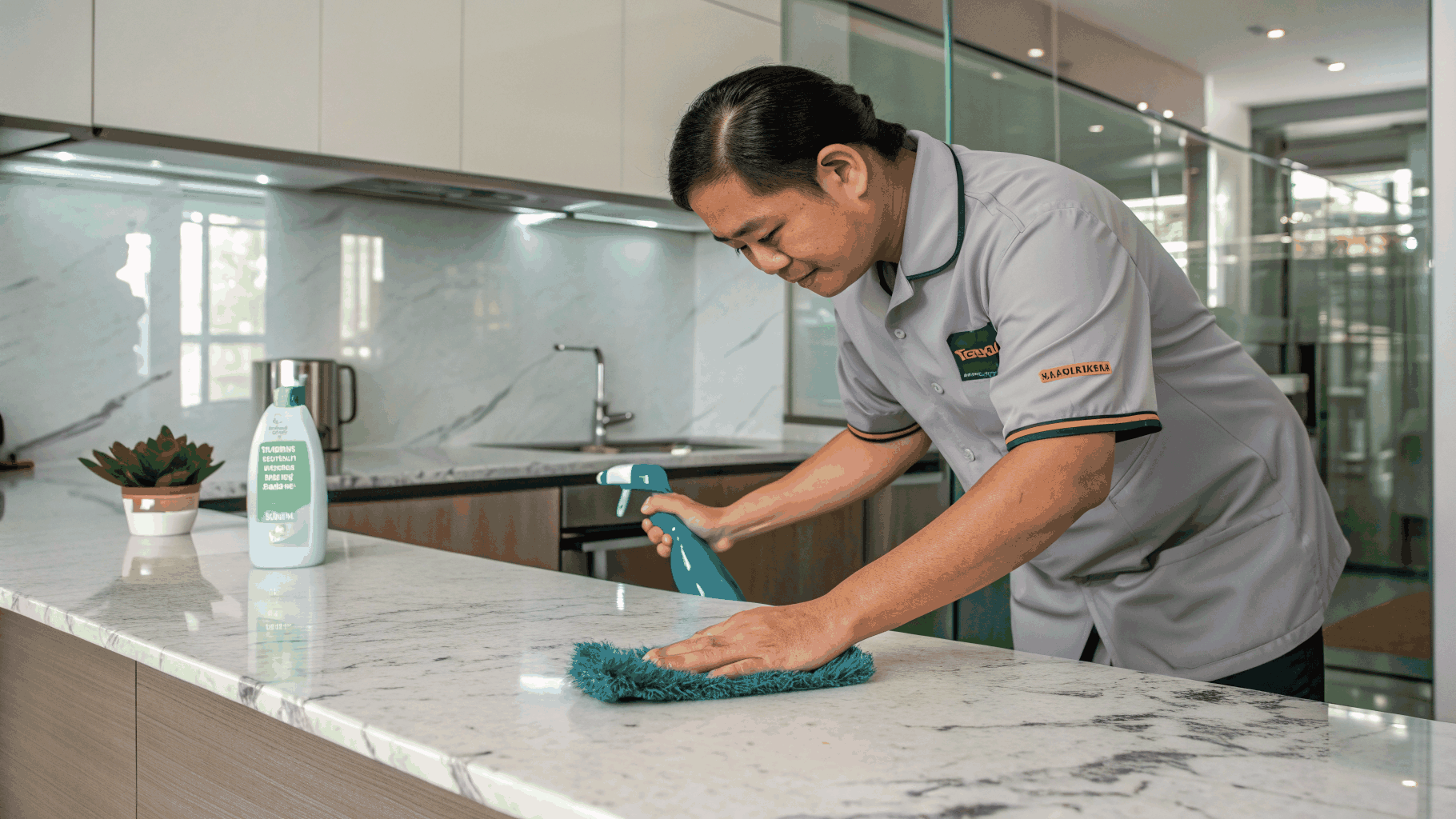 Luxury residential cleaning with attention to detail and pristine surfaces